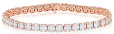 5.88CT DIAMOND 18K ROSE GOLD ROUND BAGUETTE & PRINCESS INVISIBLE TENNIS BRACELET