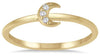ESTATE .03CT DIAMOND 14KT YELLOW GOLD 3D CLASSIC 3 STONE CRESCENT MOON FUN RING