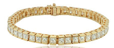 14.8CT DIAMOND 14K YELLOW GOLD CLASSIC PRINCESS CHANNEL ETERNITY TENNIS BRACELET