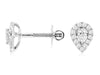 .40CT DIAMOND 14KT WHITE GOLD 3D PEAR SHAPE & ROUND HALO SCREWBACK STUD EARRINGS