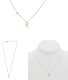 .10CT DIAMOND 14KT YELLOW GOLD 3D INITIAL E SOLITAIRE BY THE YARD FUN NECKLACE