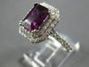 LARGE 4.05CT DIAMOND & AAA RHODOLITE 14KT WHITE GOLD DOUBLE HALO ENGAGEMENT RING