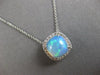 2.62CT DIAMOND & AAA AUSTRALIAN OPAL 14K WHITE GOLD CUSHION & ROUND HALO PENDANT