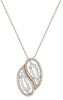 ESTATE 1.18CT DIAMOND 18K WHITE & ROSE GOLD DOUBLE LEAF CRISS CROSS LOVE PENDANT