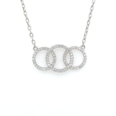 .57CT DIAMOND 18KT WHITE GOLD PAST PRESENT FUTURE CIRCLE OF LIFE LOVE NECKLACE
