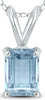 .30CT AAA AQUAMARINE 14KT WHITE GOLD 3D EMERALD CUT SOLITAIRE FLOATING PENDANT