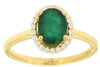 1.22CT DIAMOND & AAA EMERALD 14KT YELLOW GOLD 3D OVAL HALO FRIENDSHIP LOVE RING