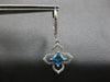 .87CT DIAMOND & AAA BLUE TOPAZ 14KT WHITE GOLD PRINCESS & ROUND HANGING EARRINGS