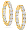9.15CT DIAMOND 18K YELLOW GOLD 3D CLASSIC ROUND INSIDE OUT HOOP HANGING EARRINGS
