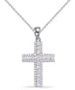 ESTATE .54CT DIAMOND 14KT WHITE GOLD CLASSIC ROUND 3 ROW CROSS FLOATING PENDANT