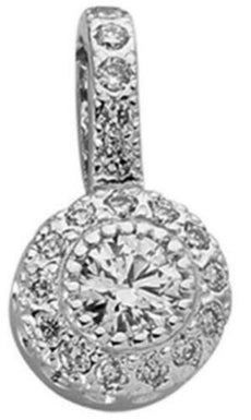 .42CT DIAMOND 14K WHITE GOLD ROUND SOLITAIRE HALO PAVE FILIGREE FLOATING PENDANT