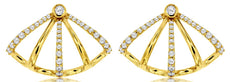ESTATE .45CT DIAMOND 14KT YELLOW GOLD TRIANGULAR MULTI ROW FUN HANGING EARRINGS