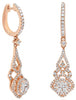 .96CT DIAMOND 14KT ROSE GOLD 3D CLASSIC FLOWER TEAR DROP HUGGIE HANGING EARRINGS