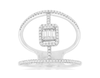 ESTATE .38CT DIAMOND 14KT WHITE GOLD 3D ROUND & BAGUETTE CLUSTER SQUARE FUN RING
