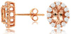 1.95CT DIAMOND & AAA MORGANITE 14KT ROSE GOLD OVAL & ROUND FLOWER STUD EARRINGS