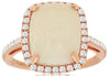 3.18CT DIAMOND & AAA OPAL 14KT ROSE GOLD 3D CUSHION & ROUND SQUARE HALO FUN RING