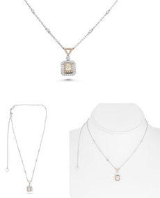 .90CT WHITE PINK & FANCY YELLOW DIAMOND 18KT TRI COLOR GOLD 3D OCTAGON NECKLACE