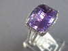 6.31CT DIAMOND & AAA AMETHYST 14KT WHITE GOLD RECTANGULAR HALO FILIGREE FUN RING