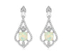 1.18CT DIAMOND & AAA OPAL 14Kt WHITE GOLD CUSHION OPEN FILIGREE HANGING EARRINGS