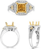 WIDE .40CT WHITE & FANCY YELLOW DIAMOND 18KT 2 TONE GOLD 4 PRONG ENGAGEMENT RING