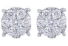 ESTATE .76CT DIAMOND 14K WHITE GOLD CLASSIC ROUND FLOWER INVISIBLE STUD EARRINGS