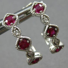 .55CT DIAMOND & AAA RUBY 14K WHITE GOLD ROUND FILIGREE UMBRELLA HANGING EARRINGS