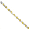 6.85CT WHITE & FANCY YELLOW DIAMOND 18KT 2 TONE GOLD MULTI SHAPE TENNIS BRACELET