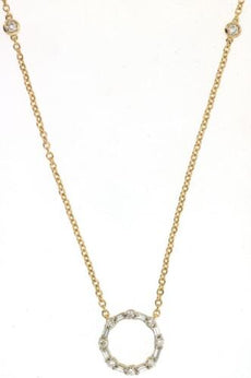 .28CT DIAMOND 14KT YELLOW GOLD 3D ROUND & BAGUETTE CIRCLE OF LIFE LOVE NECKLACE