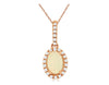 ESTATE .62CT DIAMOND & AAA OPAL 14K ROSE GOLD OVAL & ROUND HALO FLOATING PENDANT