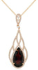 LARGE 10.95CT DIAMOND & AAA GARNET 14KT ROSE GOLD 3D PEAR SHAPE & ROUND PENDANT