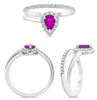 .80CT DIAMOND & AAA PINK SAPPHIRE 14KT WHITE GOLD PEAR SHAPE & ROUND DOUBLE RING