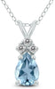 ESTATE .53CT DIAMOND & AAA AQUAMARINE 14KT WHITE GOLD PEAR SHAPE & ROUND PENDANT