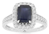 2.37CT DIAMOND & AAA SAPPHIRE 14KT WHITE GOLD EMERALD CUT HALO ENGAGEMENT RING