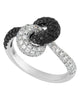 WIDE 1.39CT WHITE & BLACK DIAMOND 18KT WHITE & BLACK GOLD 3D DOUBLE SWIRL RING