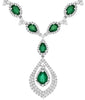 LARGE 12.40CT DIAMOND & AAA EMERALD 14K WHITE GOLD PEAR SHAPE TEAR DROP NECKLACE