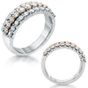 1.04CT DIAMOND 14K WHITE & ROSE GOLD CLASSIC 3 ROW SHARED PRONG ANNIVERSARY RING