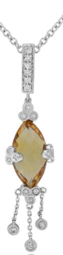 4.56CT DIAMOND & AAA CITRINE 14K WHITE GOLD MARQUISE & ROUND CHANDELIER NECKLACE