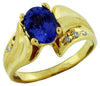 Estate 1.41Ct Diamond & AAA Tanzanite 14Kt Yellow Gold 3D Oval & Round Friendship Ring