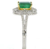 1.65CT DIAMOND & EMERALD 18K 2 TONE GOLD 3D SQUARE 4 LEAF CLOVER ENGAGEMENT RING