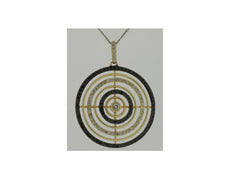 .82CT WHITE & BLACK DIAMOND 14KT BLACK & YELLOW GOLD 3D MULTI CIRCULAR PENDANT