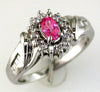 .57CT DIAMOND & AAA PINK SAPPHIRE 14KT WHITE GOLD OVAL ROUND & BAGUETTE FUN RING