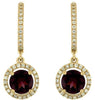 2.46CT DIAMOND & AAA RHODOLITE 14KT YELLOW GOLD ROUND LEVERBACK HANGING EARRINGS