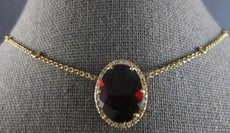 7.99CT DIAMOND & AAA GARNET 14K YELLOW GOLD OVAL & ROUND HALO FUN LOVE NECKLACE