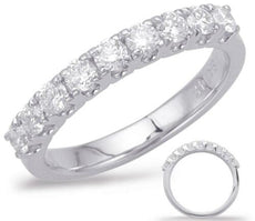 .74CT DIAMOND 14KT WHITE GOLD CLASSIC 9 STONE FOUR PRONG ROUND ANNIVERSARY RING