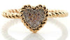 ESTATE .11CT WHITE & PINK DIAMOND 18KT ROSE GOLD HEART SHAPE PAVE ROPE FUN RING