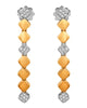 ESTATE .26CT DIAMOND 18KT TWO TONE GOLD 3D CLUSTER GEOMETRICAL HANGING EARRINGS