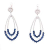 LARGE 4.71CT DIAMOND & AAA SAPPHIRE 18KT WHITE GOLD TEAR DROP HANGING EARRINGS
