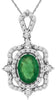 .95CT DIAMOND & AAA EMERALD 14KT WHITE GOLD OVAL & ROUND SQUARE FLOATING PENDANT