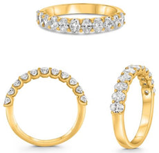 1.0CT DIAMOND 14K YELLOW GOLD OVAL CLASSIC LUCIDA SEMI ETERNITY ANNIVERSARY RING