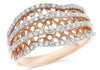 ESTATE .35CT DIAMOND 14KT ROSE GOLD 3D MULTI ROW CHECKER ANNIVERSARY RING